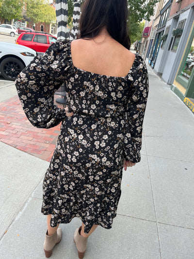 Jasmine Black Floral Dress
