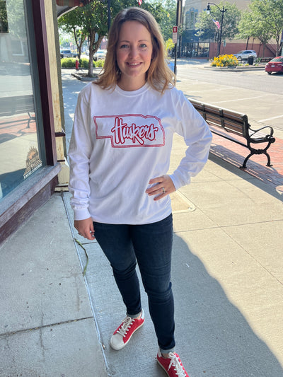 Nebraska Long Sleeve State Tee