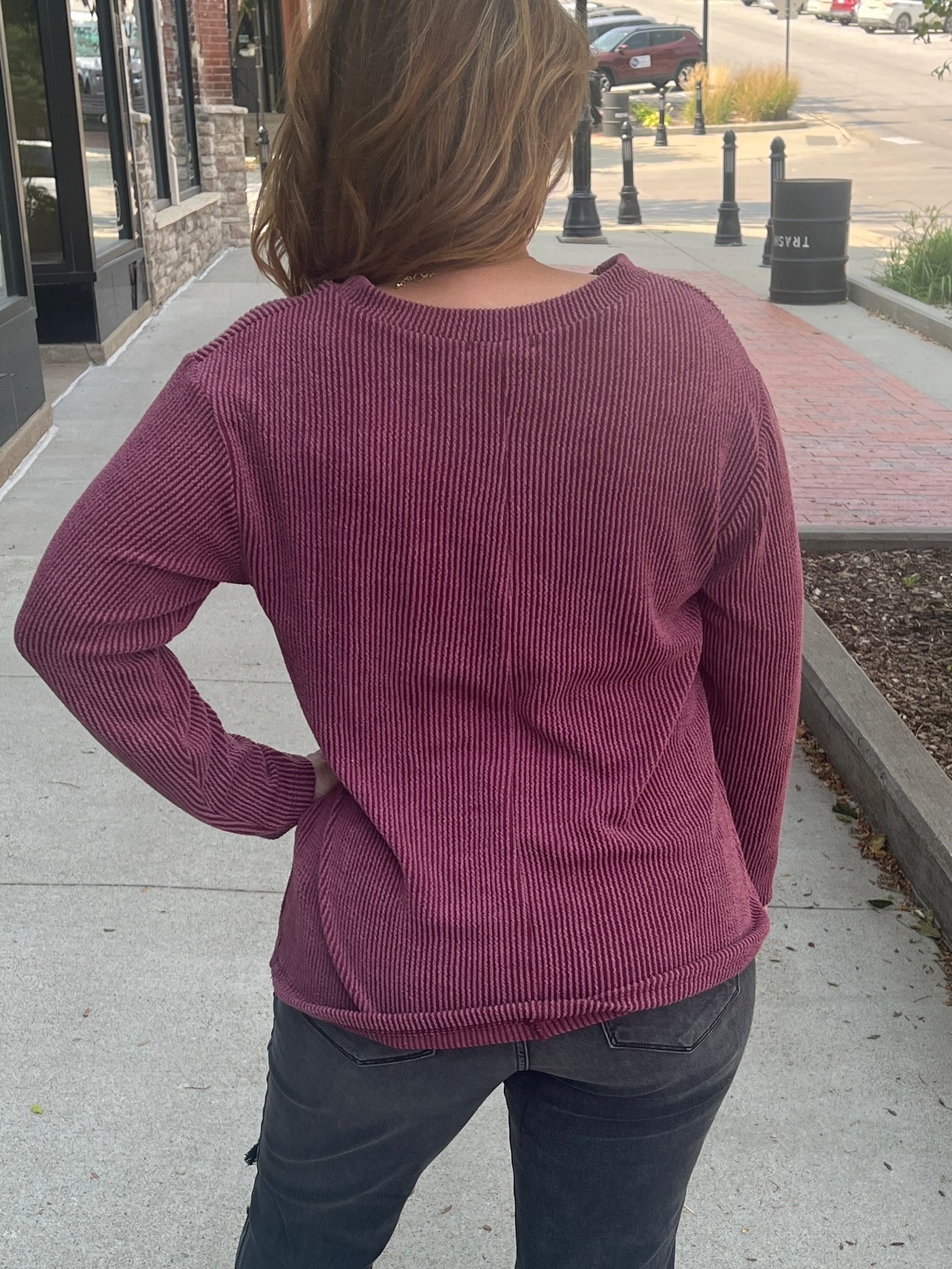 Wine Ribbed Pullover