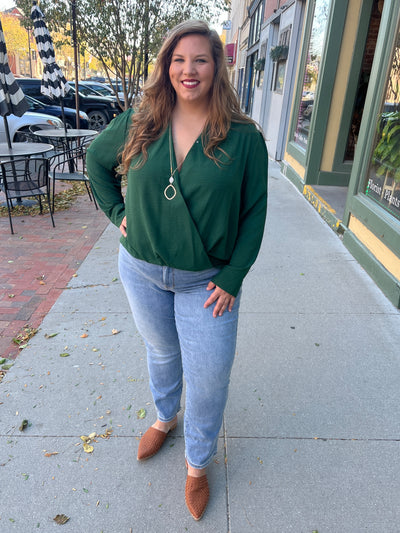 Surplice Long Sleeve Blouse