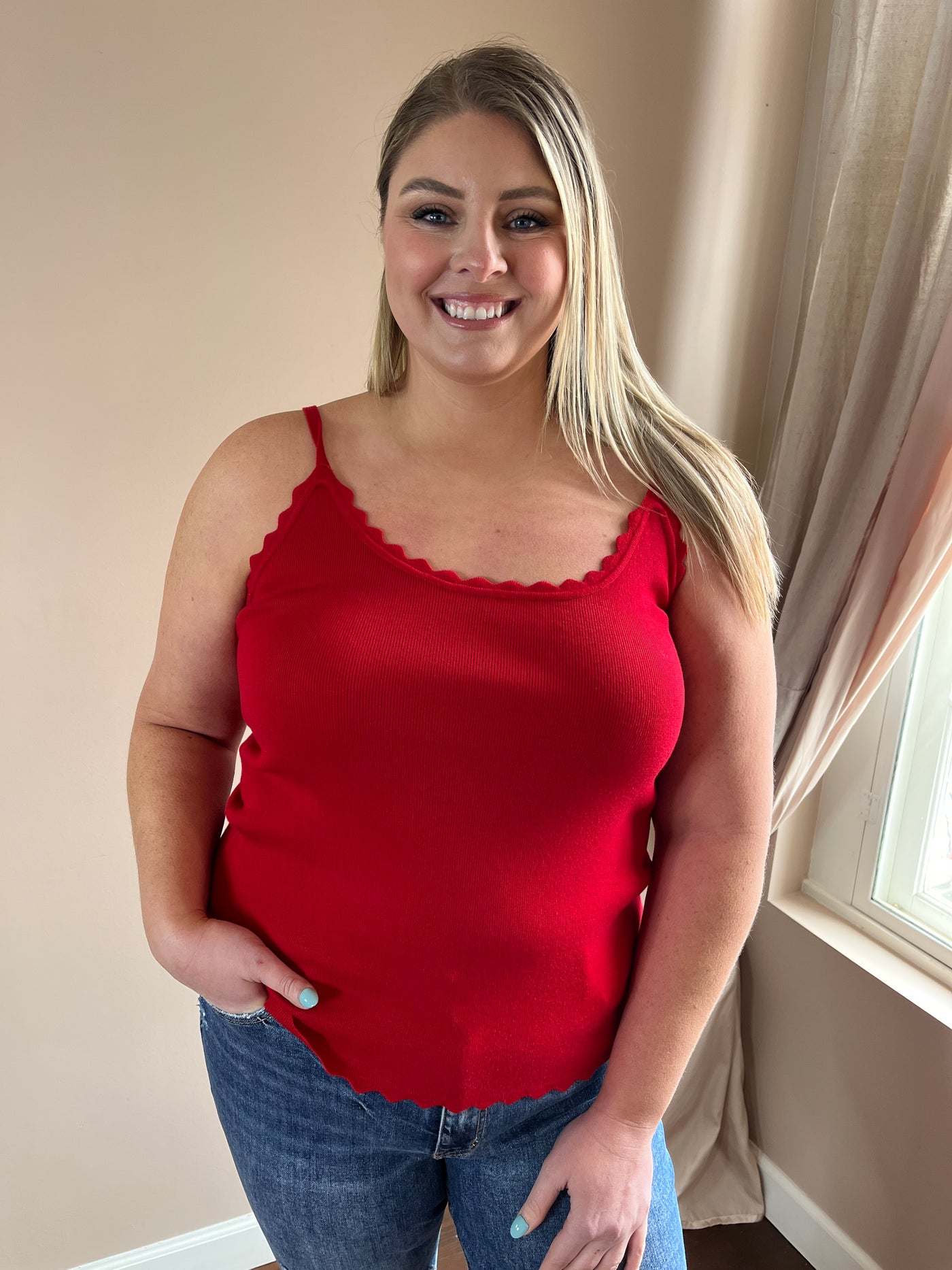 Red Scalloped Cami