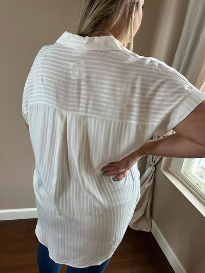 White Dobby Stripe Buttoned Blouse