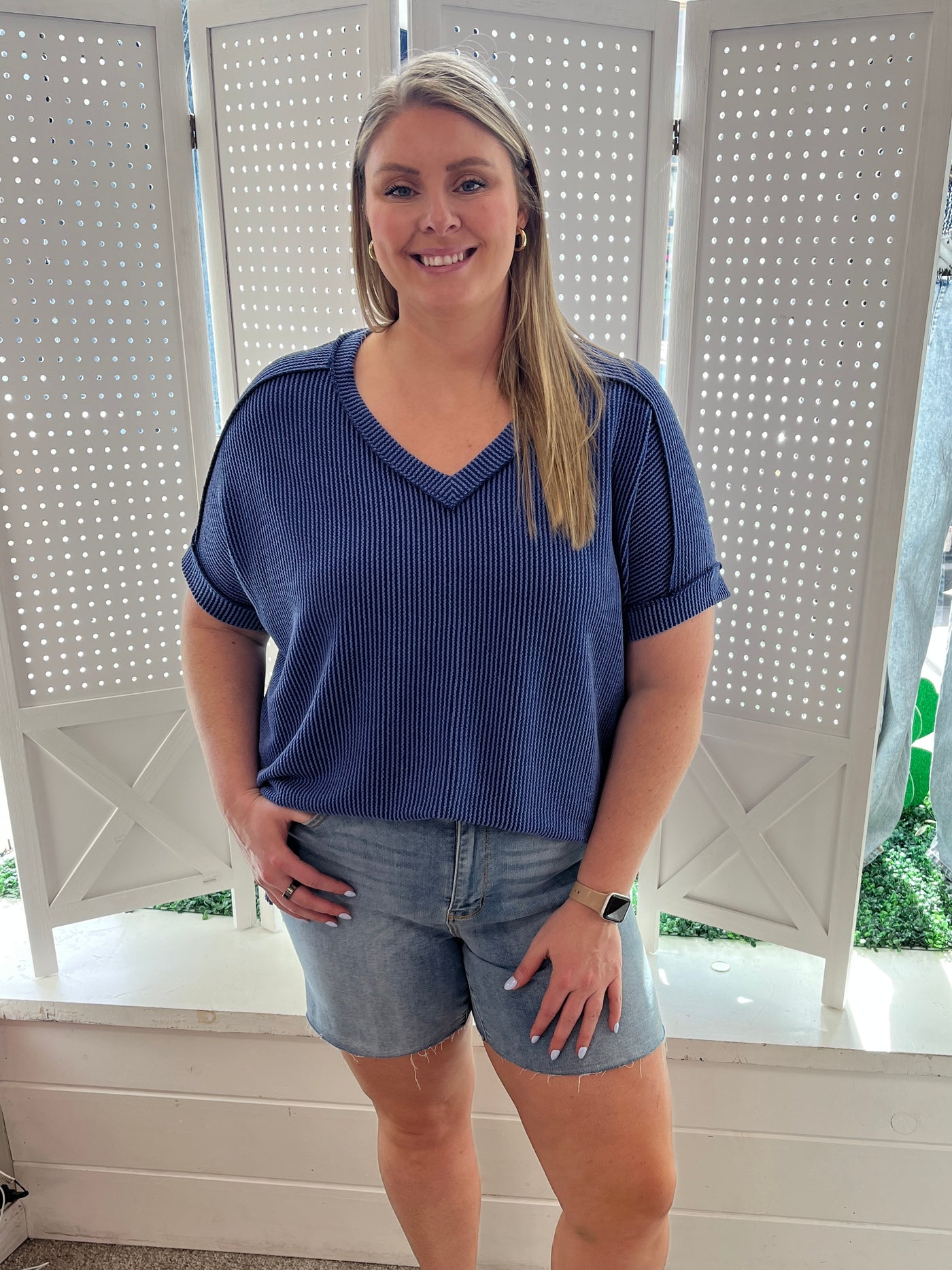 Royal Ribbed Top