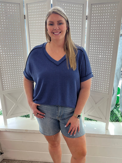 Royal Ribbed Top