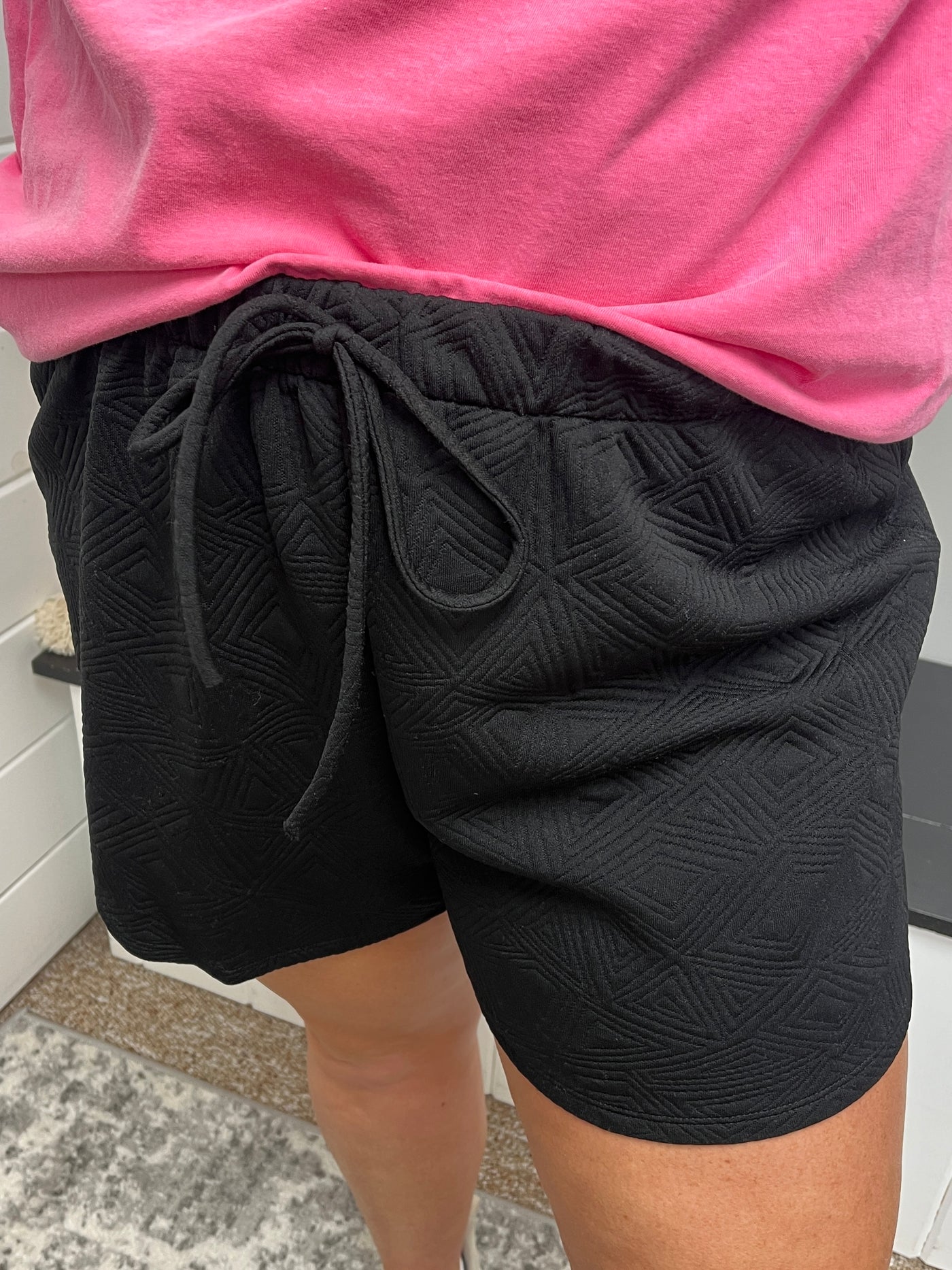Black Quilted Shorts