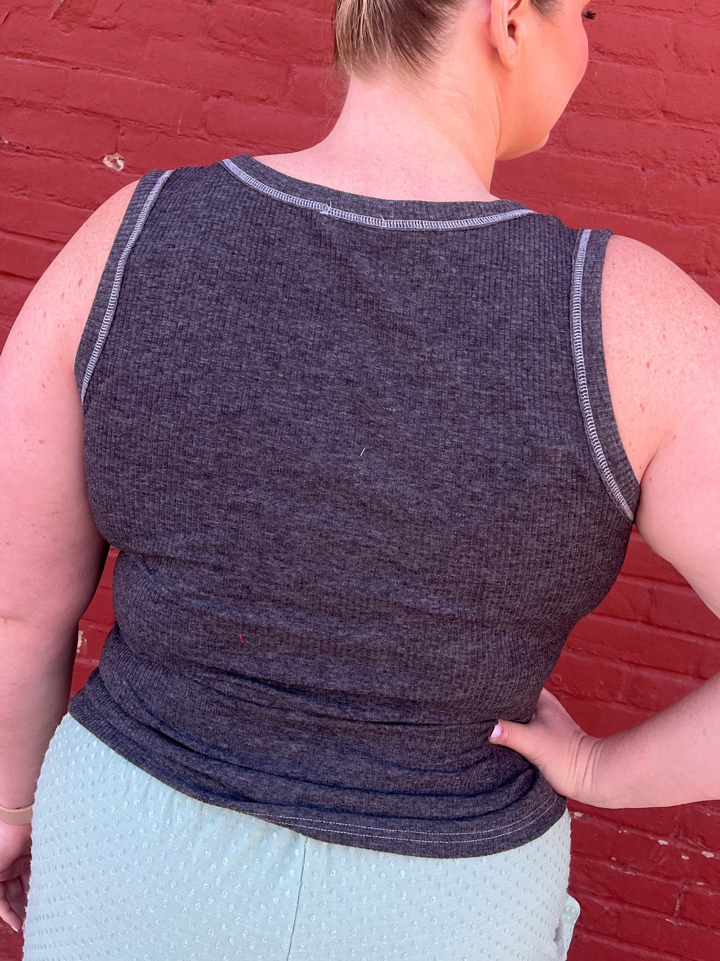 Charcoal Ribbed Tank