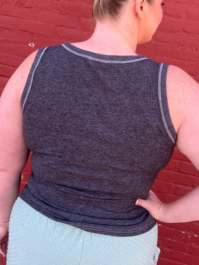 Charcoal Ribbed Tank