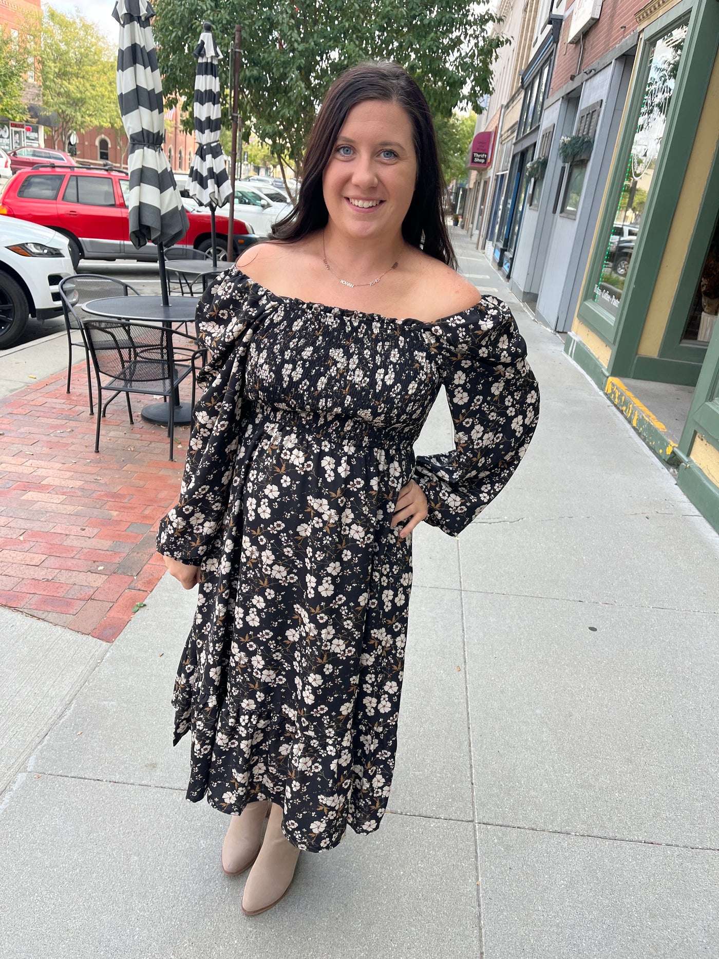 Jasmine Black Floral Dress