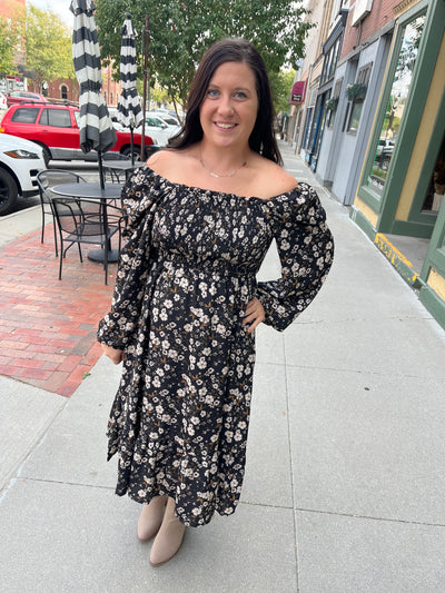 Jasmine Black Floral Dress
