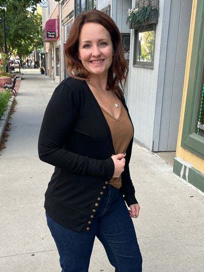 Black Snapped Cardigan