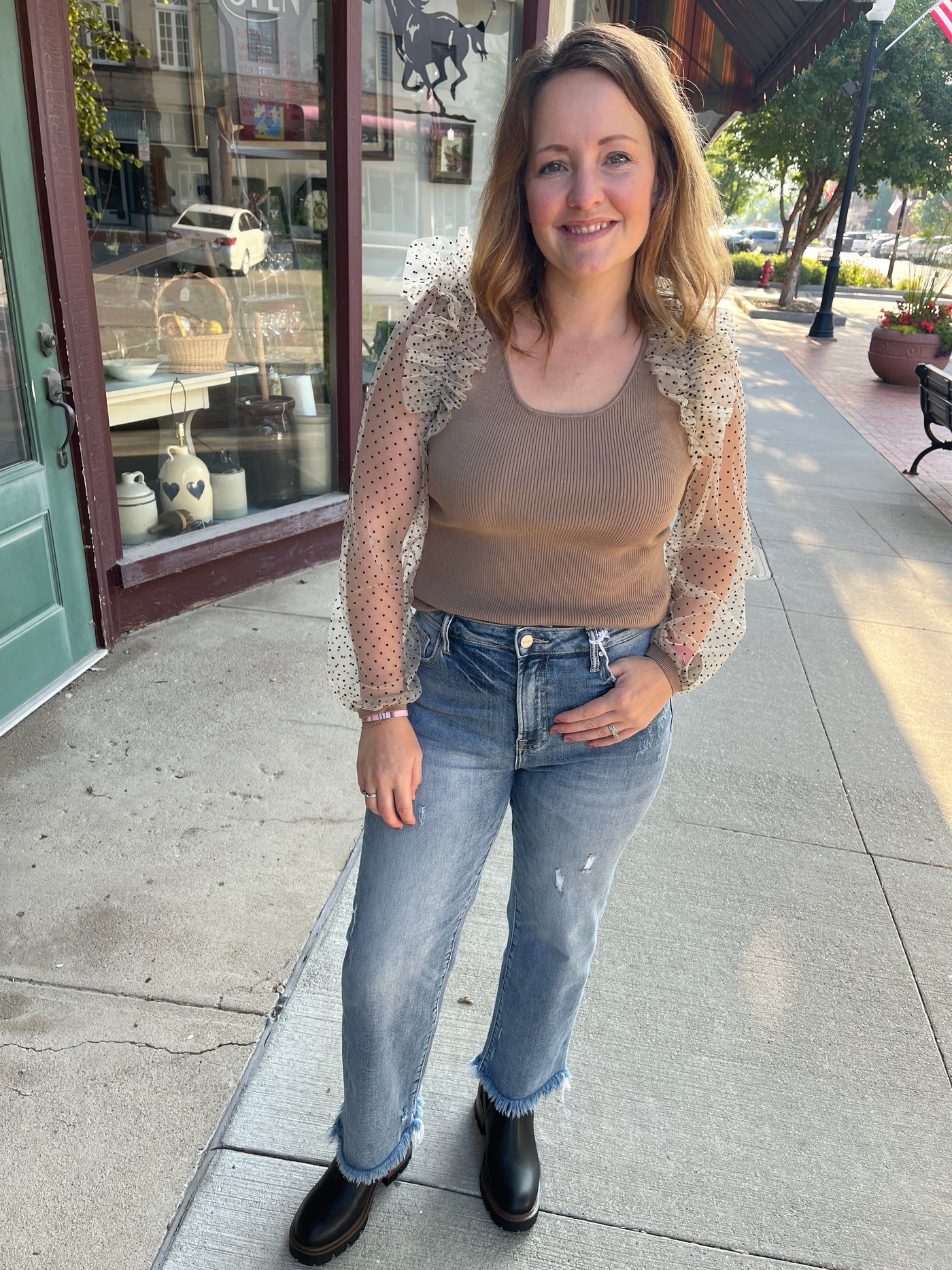 Madeline Mesh Sleeve Top