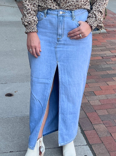 Sneak Peek Denim Maxi Skirt