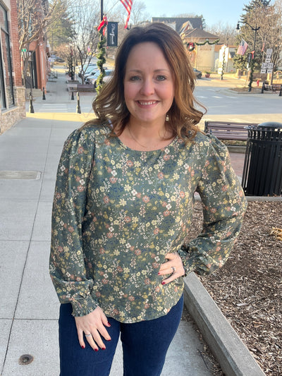 Olive Floral Blouse