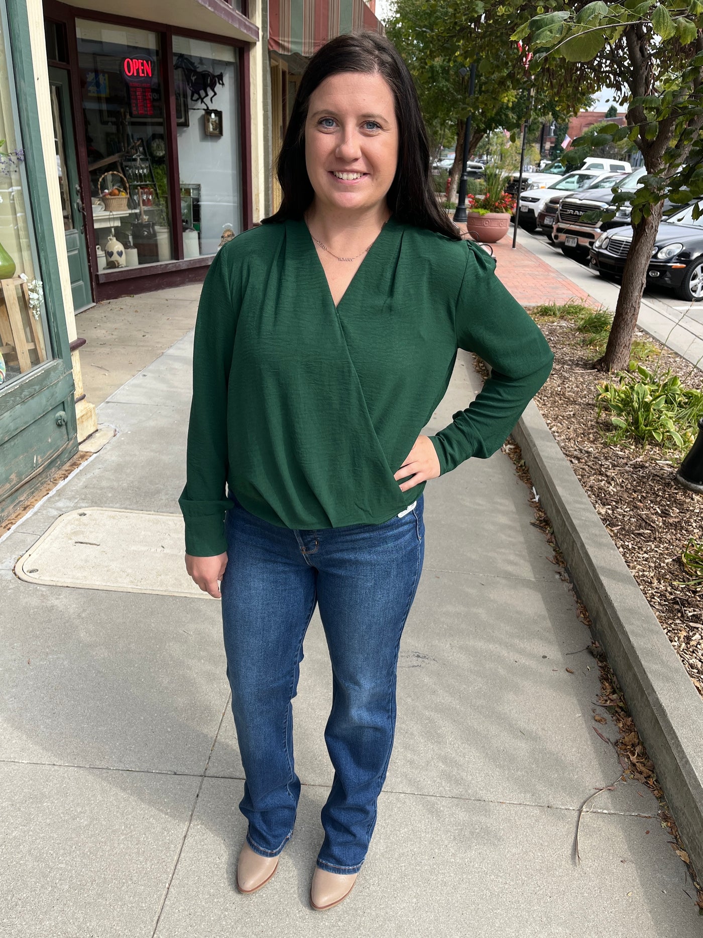 Surplice Long Sleeve Blouse