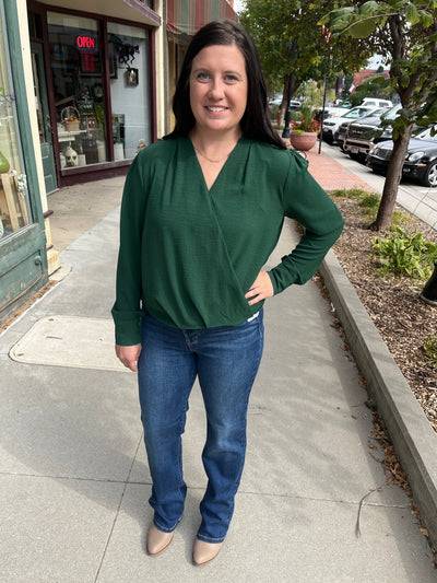 Surplice Long Sleeve Blouse