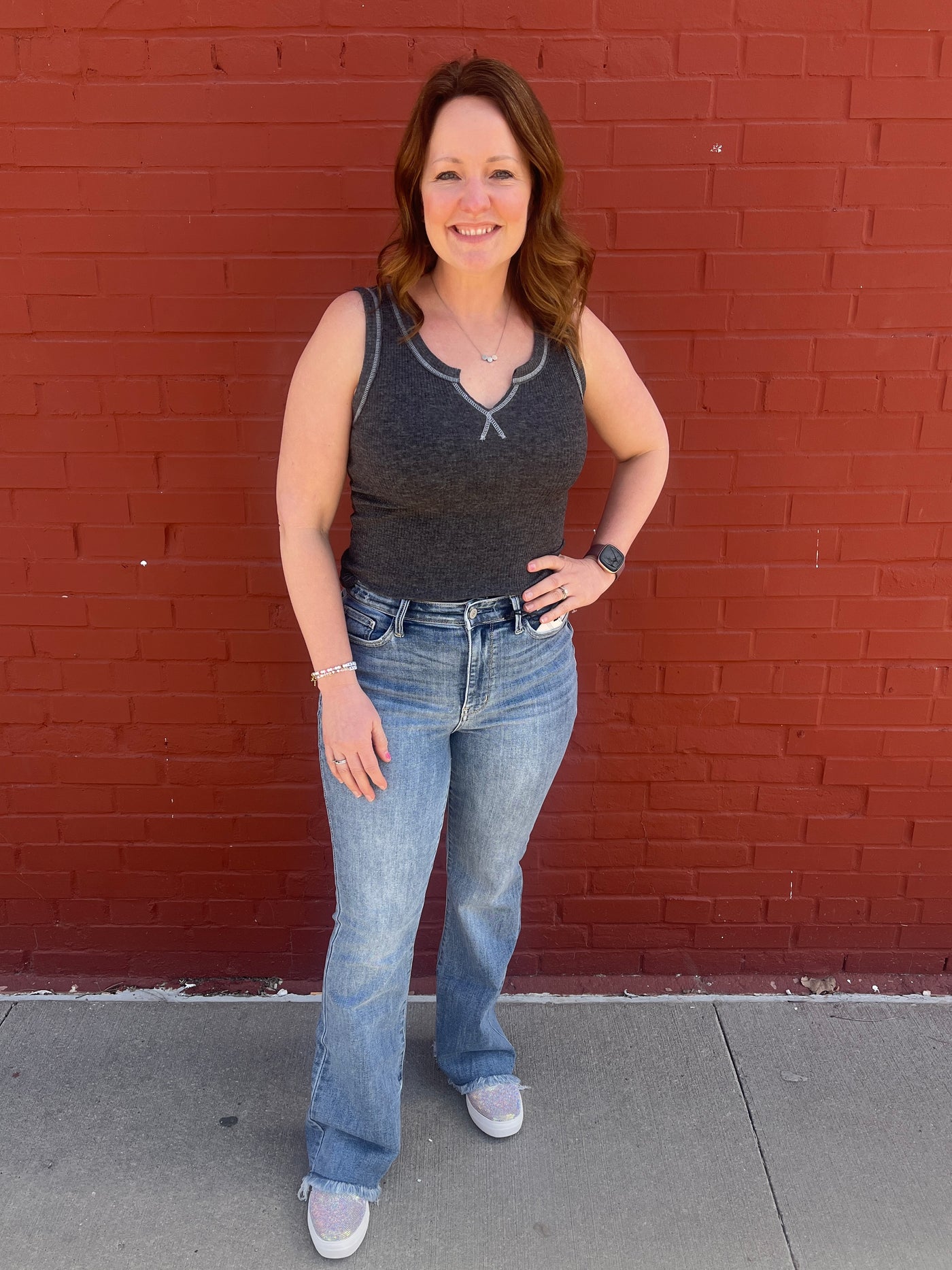 Charcoal Ribbed Tank