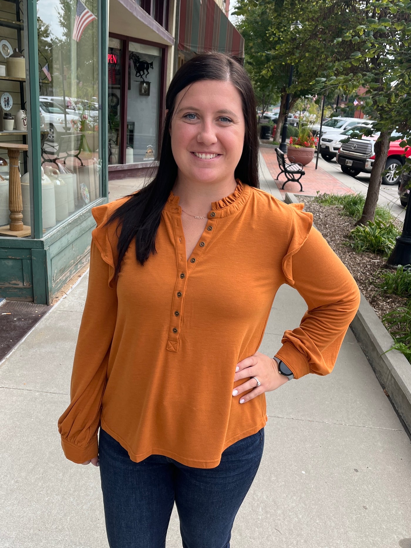 Pumpkin Long Sleeve Blouse