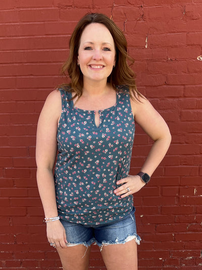 Notch V-Neck Floral Tank