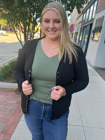 Black Snapped Cardigan
