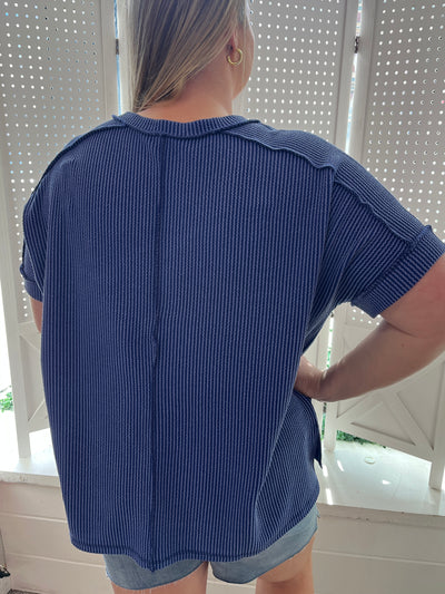Royal Ribbed Top