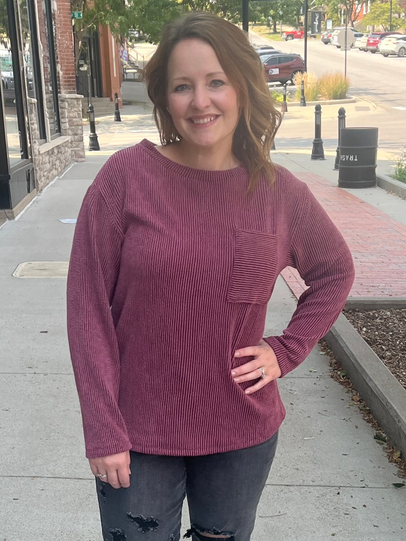 Wine Ribbed Pullover