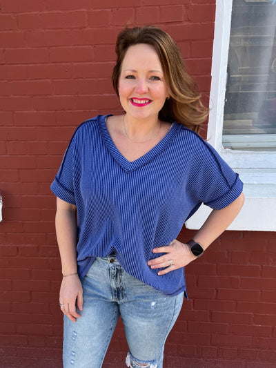 Royal Ribbed Top