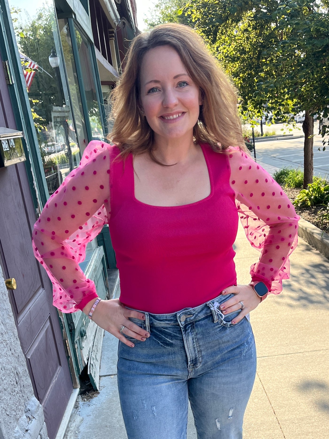 Mabel Mesh Sleeve Top