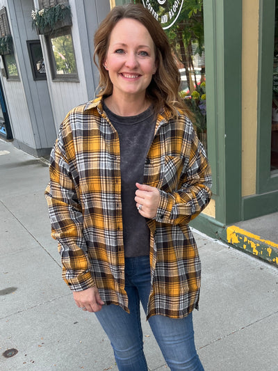 Oversized Yellow Plaid Flannel