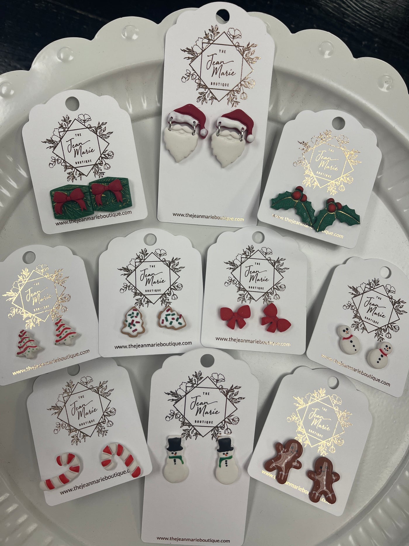 Handmade Clay Stud Holiday Earrings