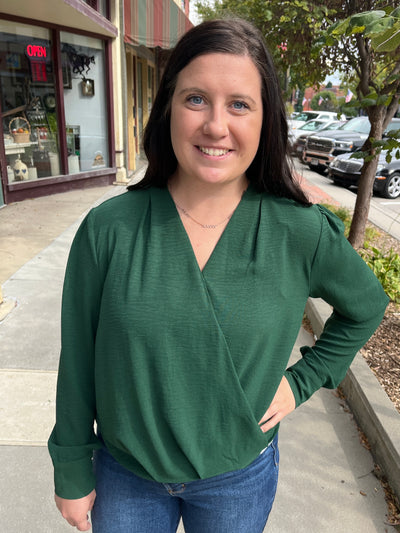 Surplice Long Sleeve Blouse