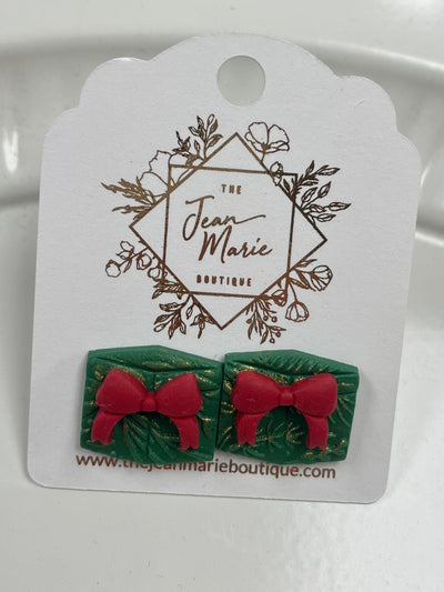 Handmade Clay Stud Holiday Earrings