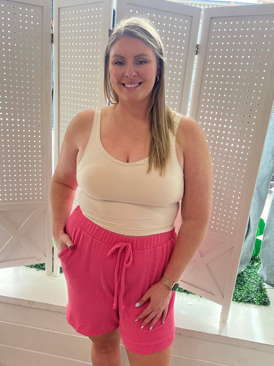 Hot Pink Ribbed Shorts