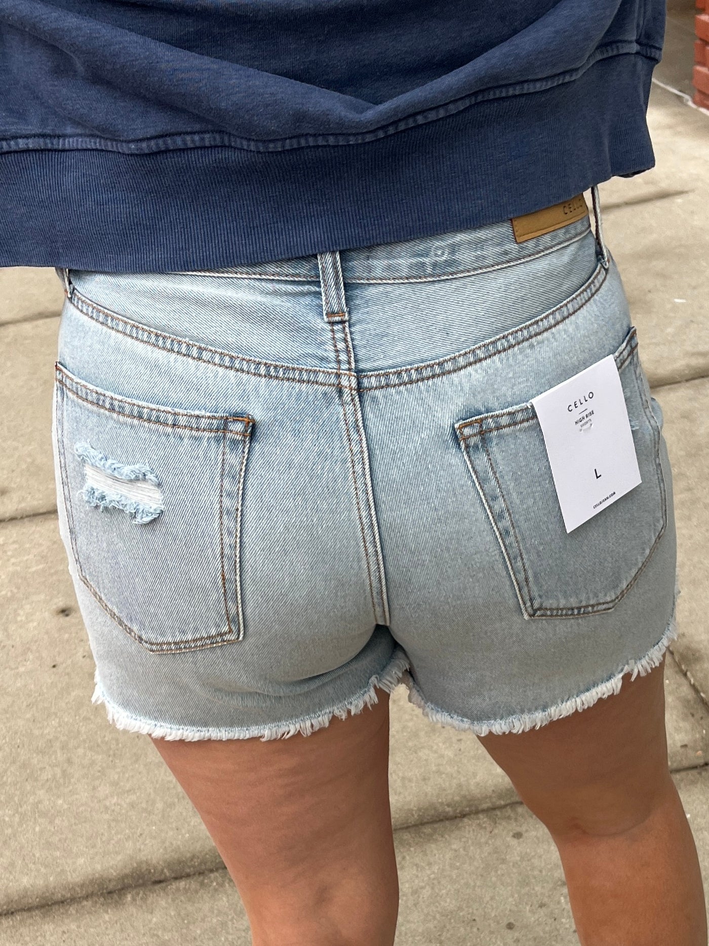 Cello Light Denim Mom Shorts