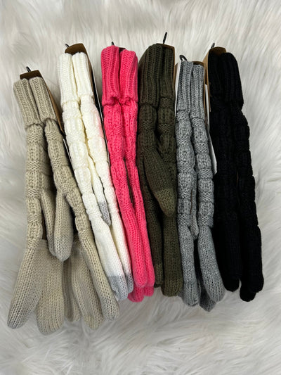 C.C Cable Knit Lined Gloves