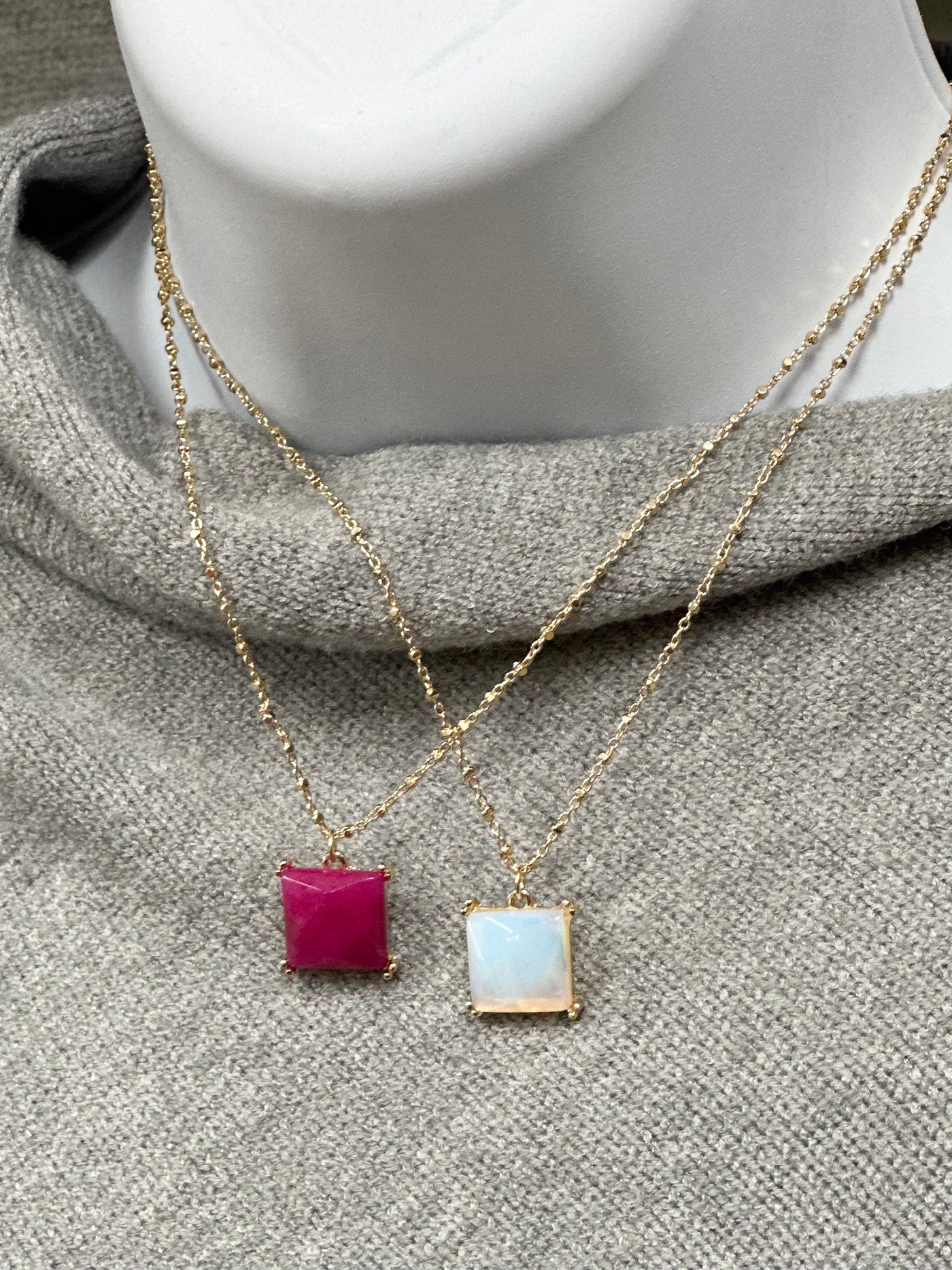 Opal Square Necklace