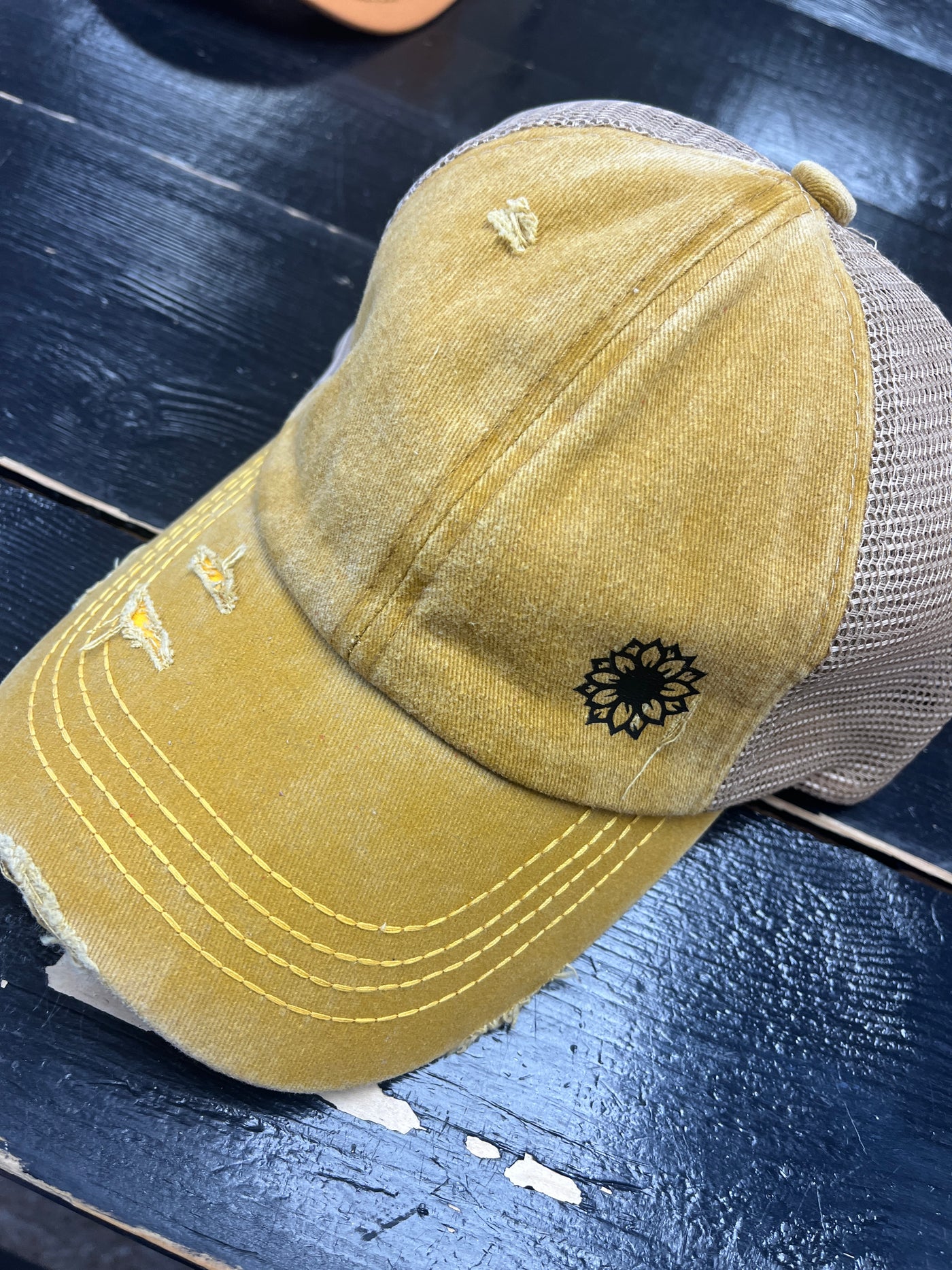 Fall Ball Cap - Criss Cross Ponytail Style