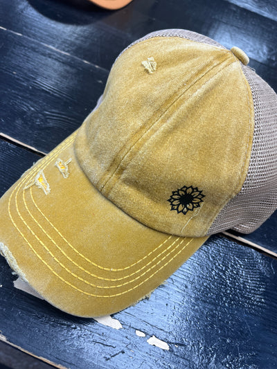 Fall Ball Cap - Criss Cross Ponytail Style
