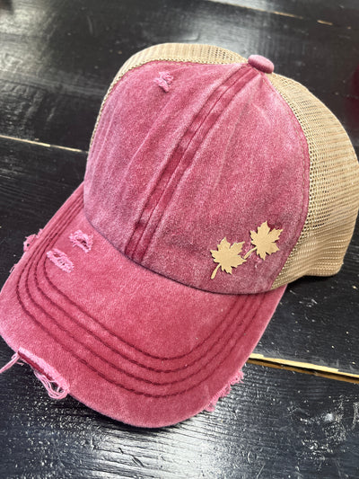 Fall Ball Cap - Criss Cross Ponytail Style