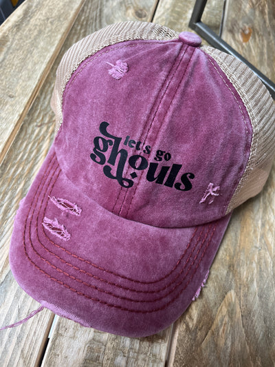 Let's Go Ghouls Ball Cap - Criss Cross Ponytail Style