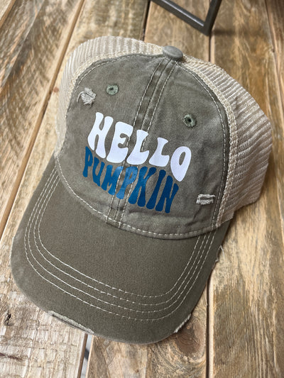 Hello Pumpkin Ball Cap - Trucker Style