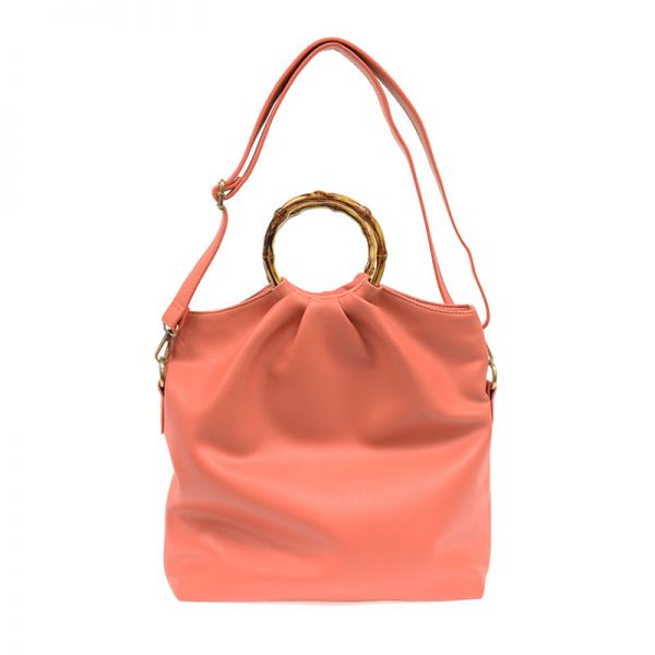 Foldover Bamboo Handle Handbag
