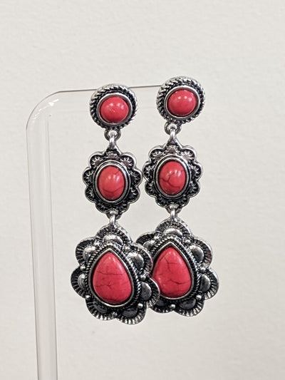 Red Turquoise Earrings