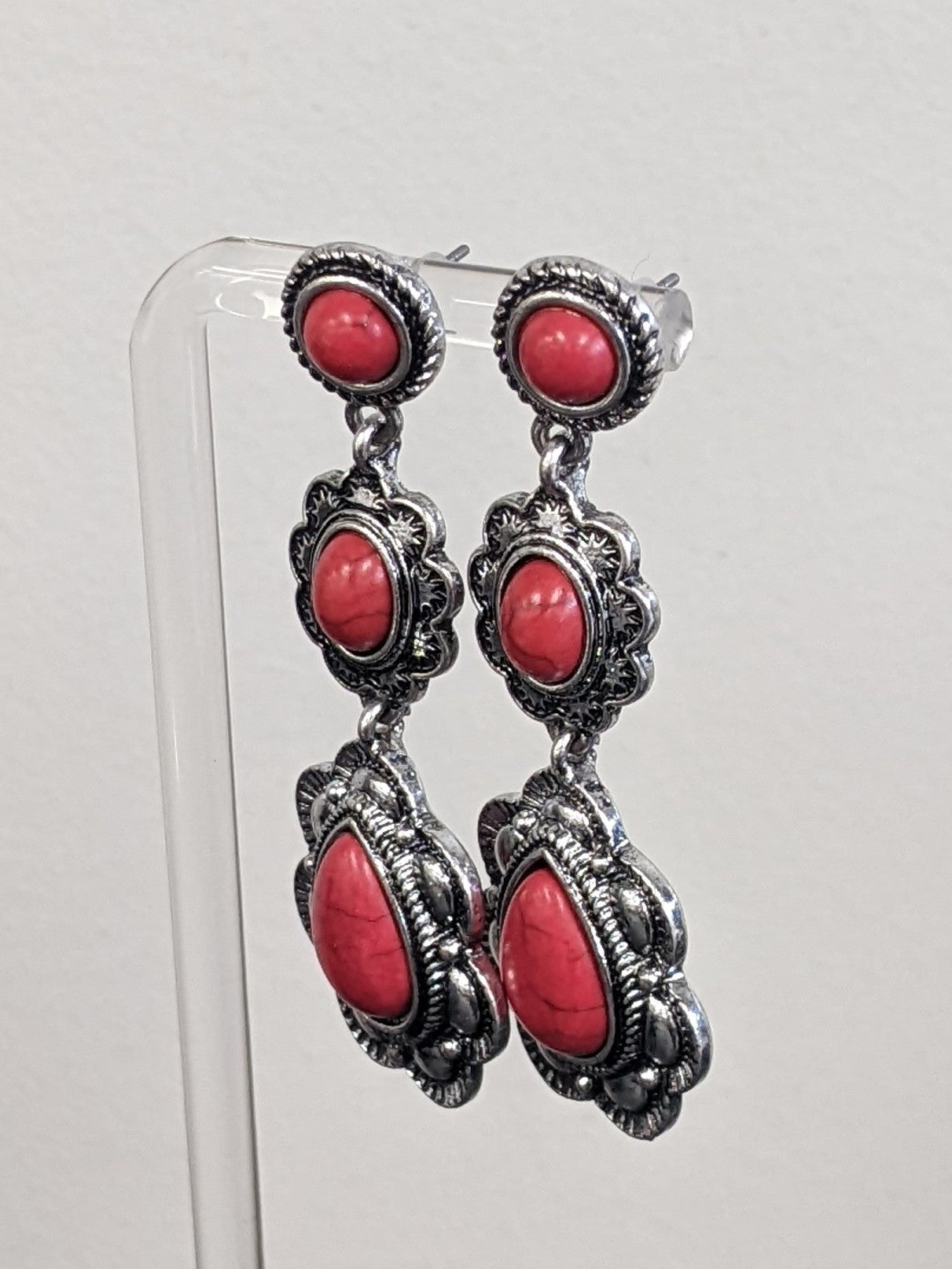 Red Turquoise Earrings