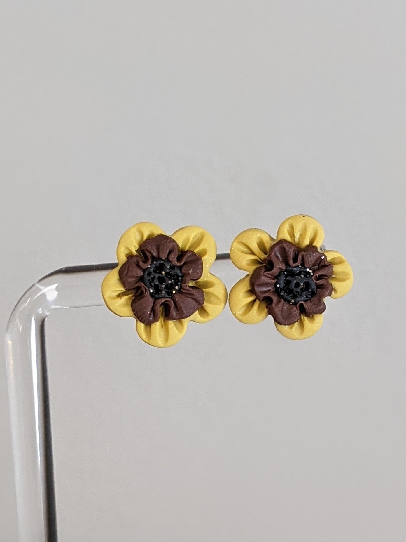 Handmade Clay Sunflower Earrings
