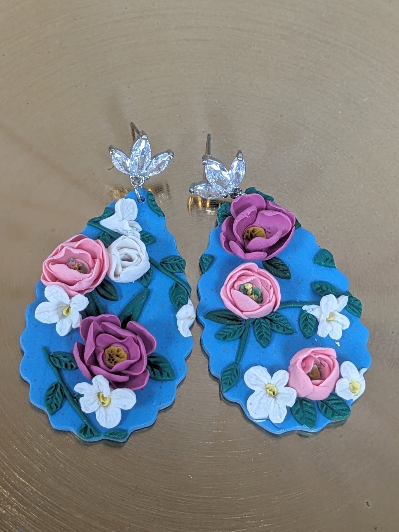 Clay Flower Teardrop Earrings