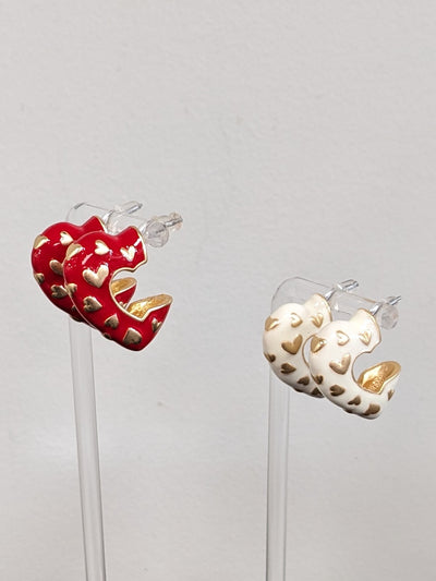 Enamel Heart Hoops