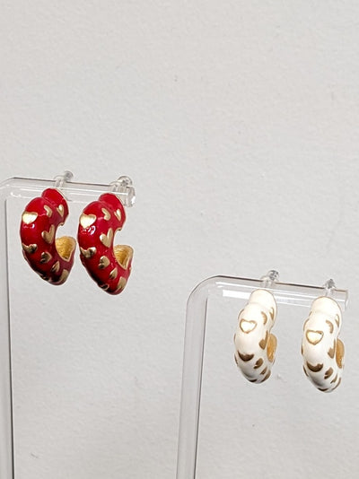 Enamel Heart Hoops