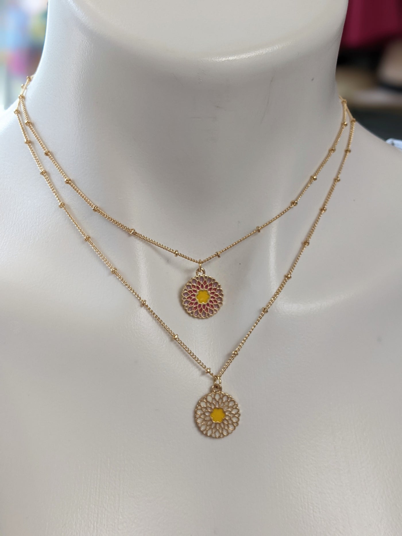 Enamel Flower Necklace
