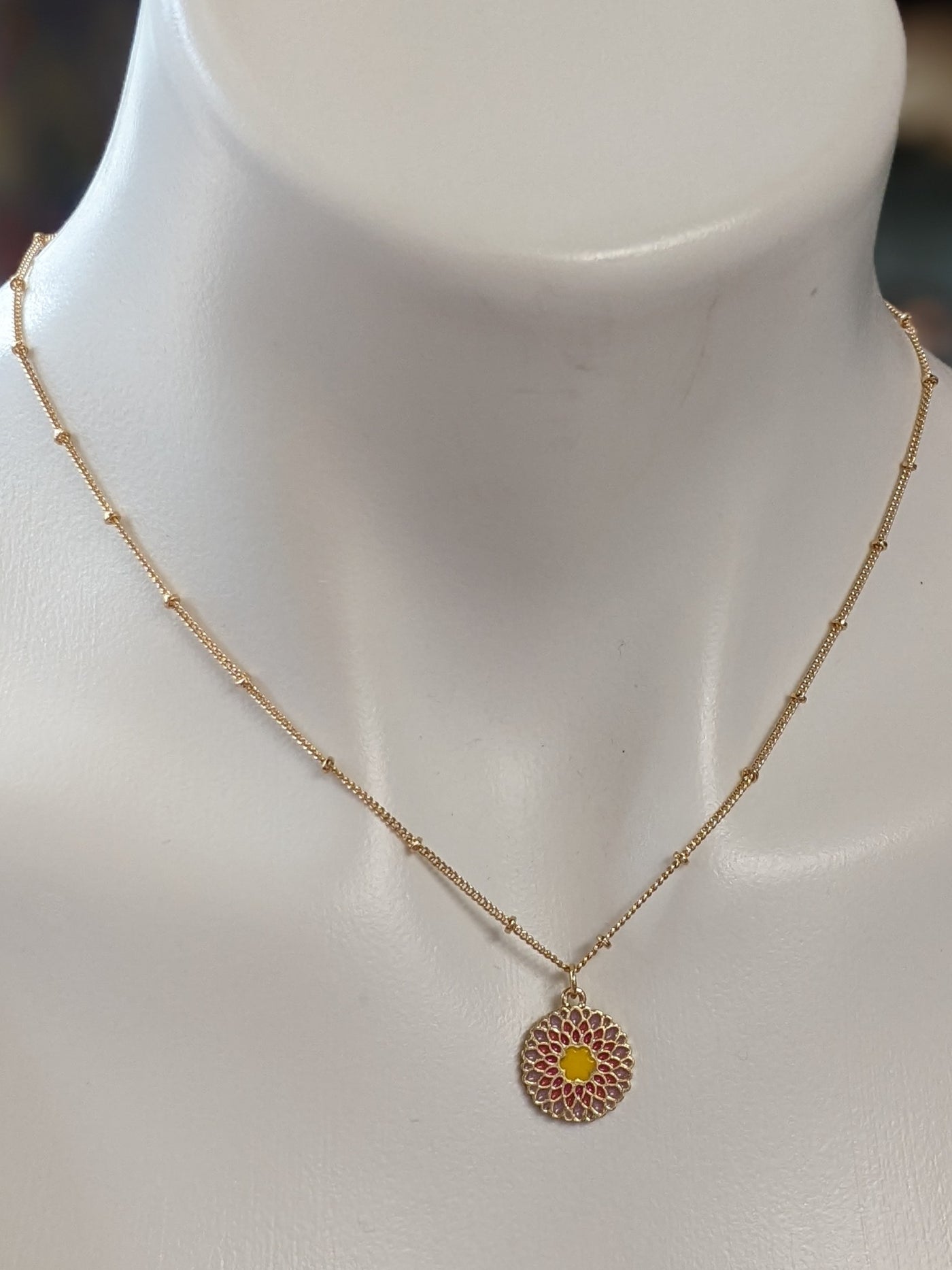 Enamel Flower Necklace