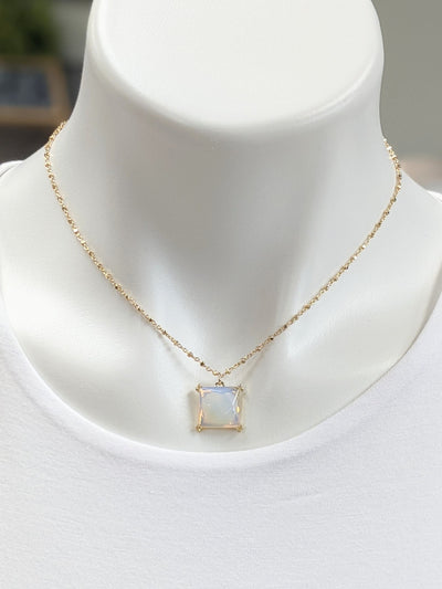 Opal Square Necklace